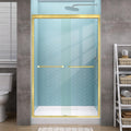 Sliding Shower Door 46-48 in W x 72 in H Semi-Frameless - Brushed Gold