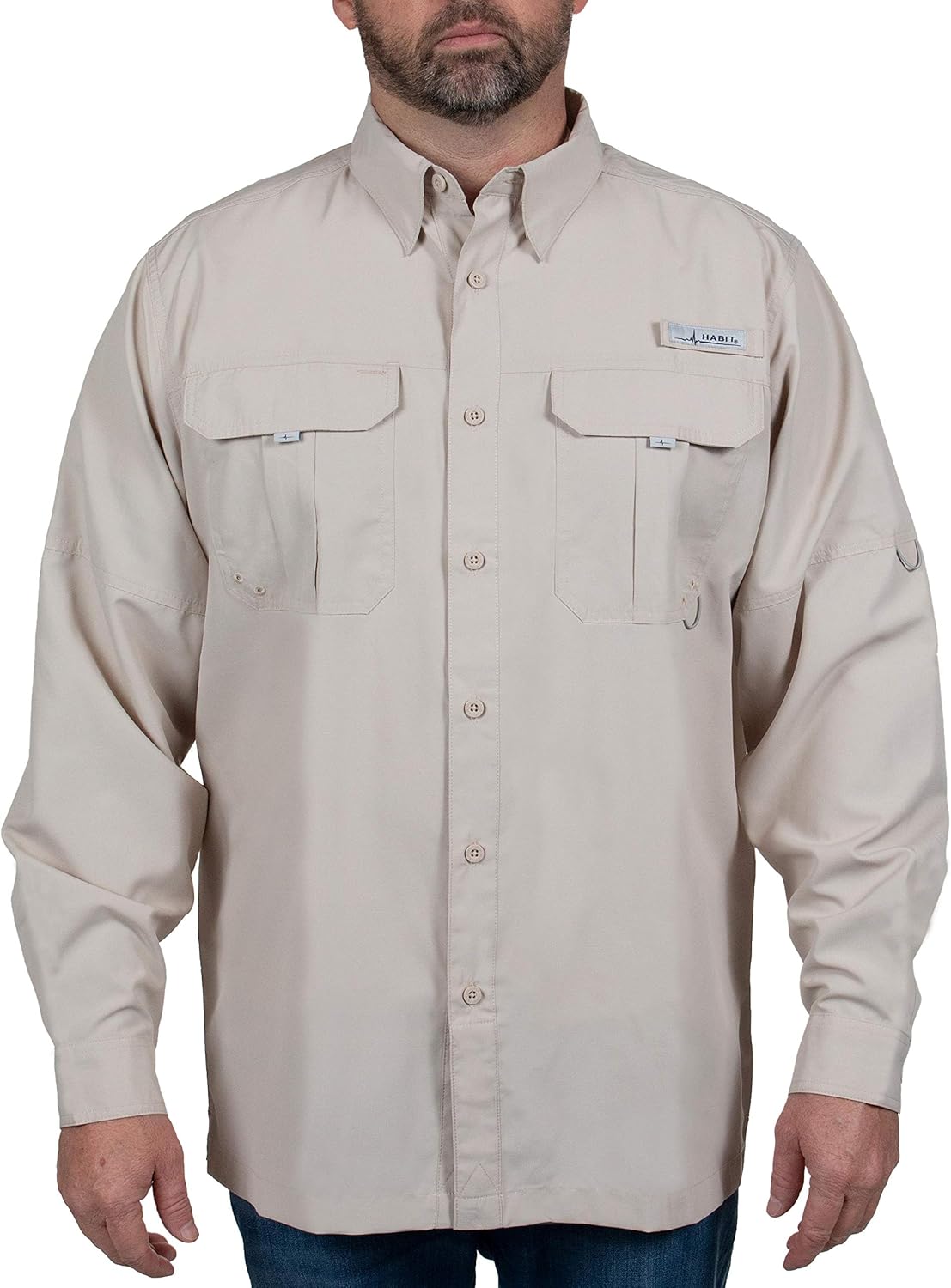 HABIT Men's Long Sleeve River Guide Fishing Shirt with UPF 40ft