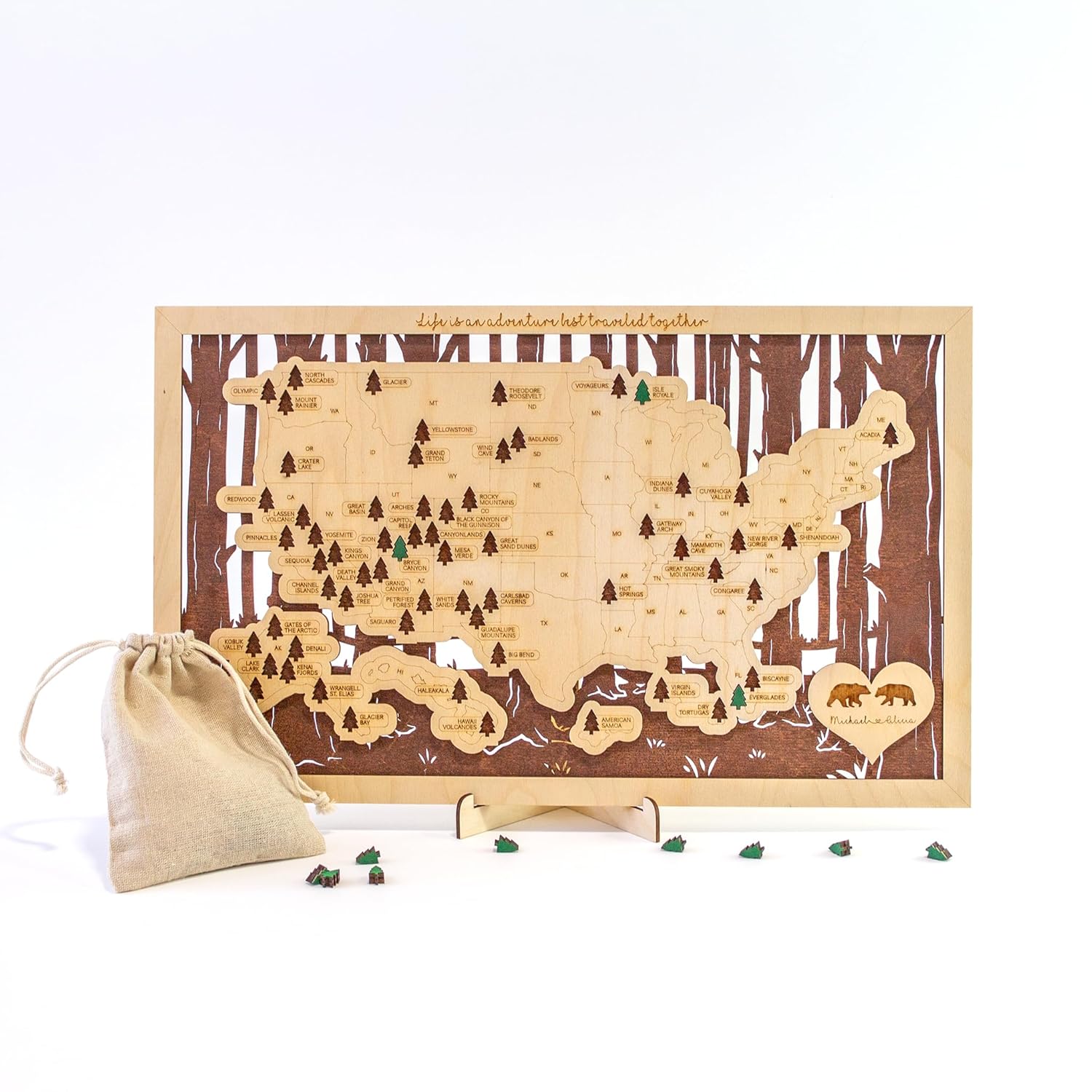 Personalized National Park Map for Couples - Bear Map Gift