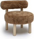 Carmel Dark Taupe Vegan Shearling Accent Chair - Plush Wide Seat
