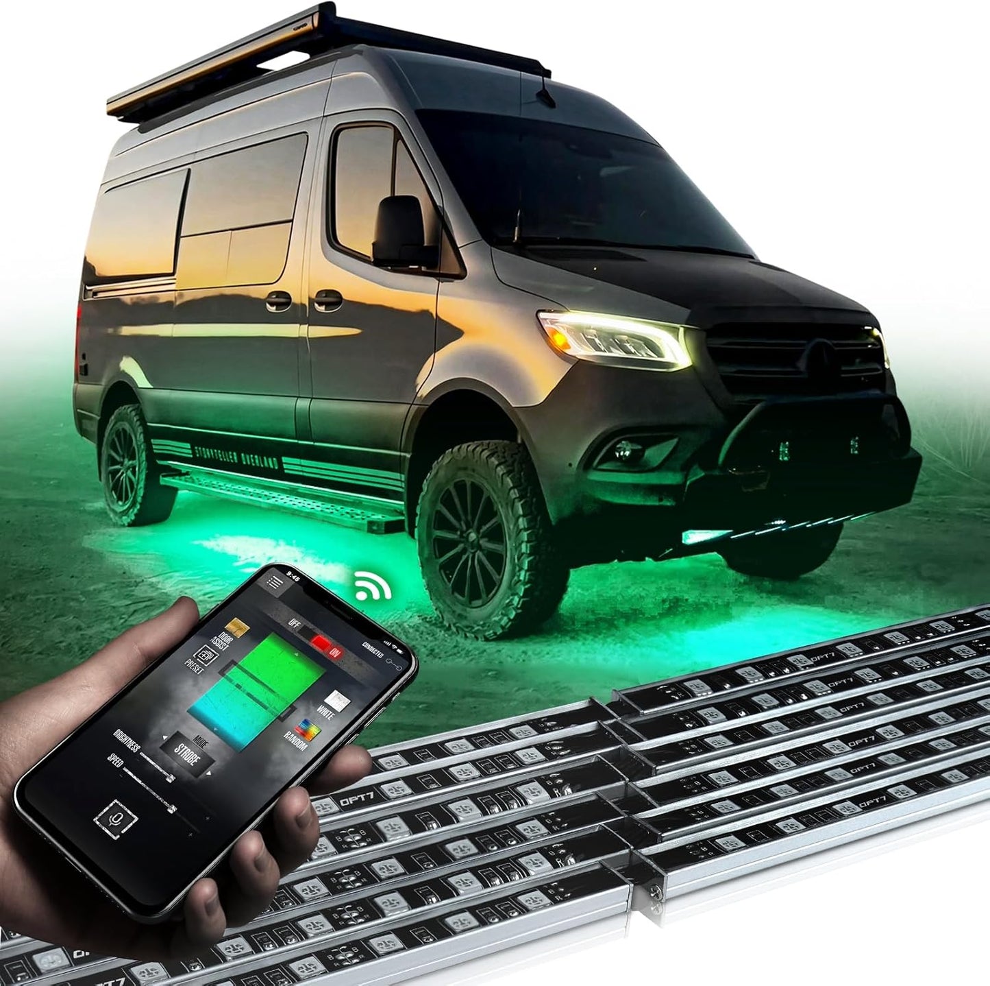 OPT7 Aura Pro Underglow Lights for RVs with APP & Remote Control