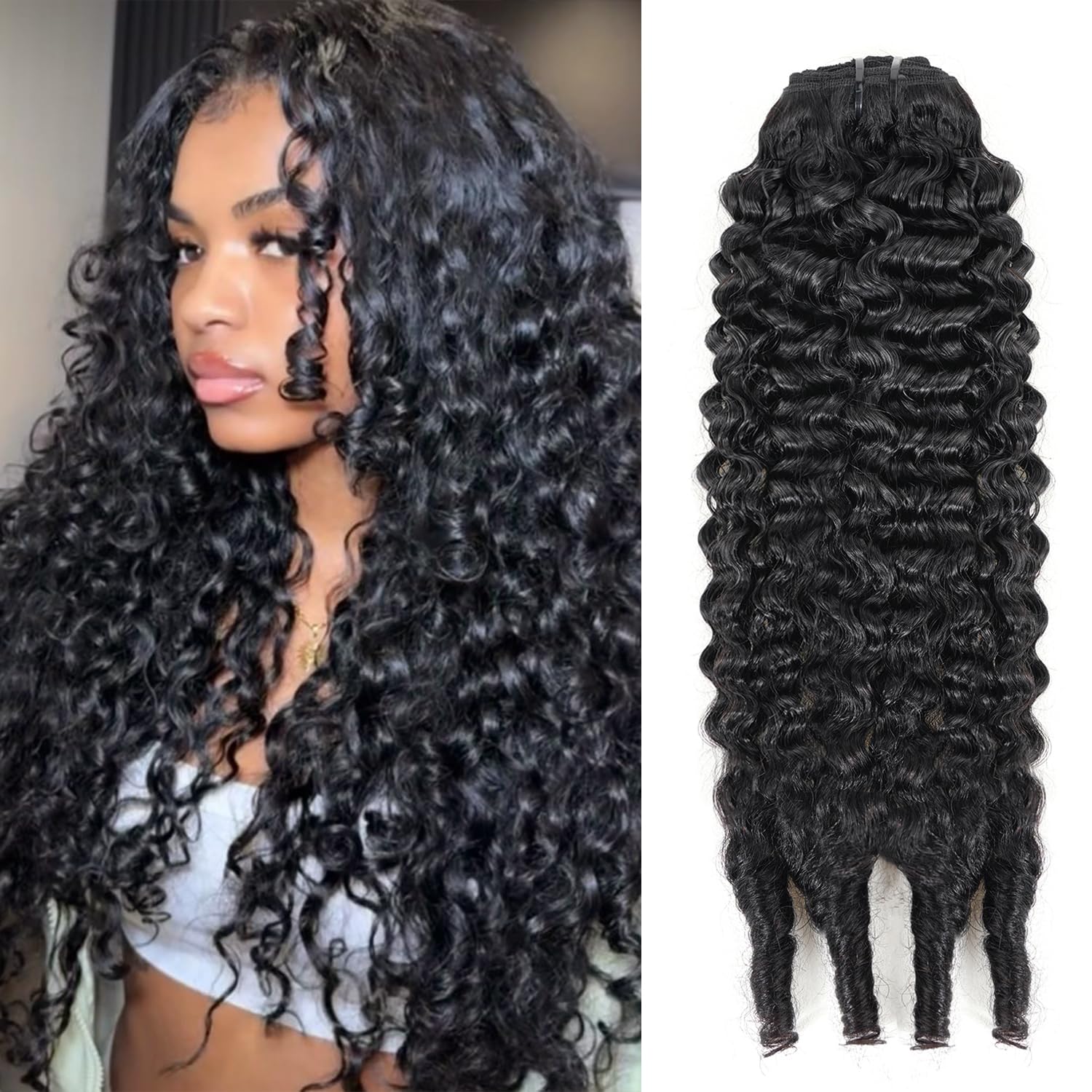 Burmese Curly Clip in Hair Extensions for Natural Black Look