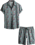 Mens Floral Hawaiian Shirt and Short Set - Cotton Viscose Beach Wear