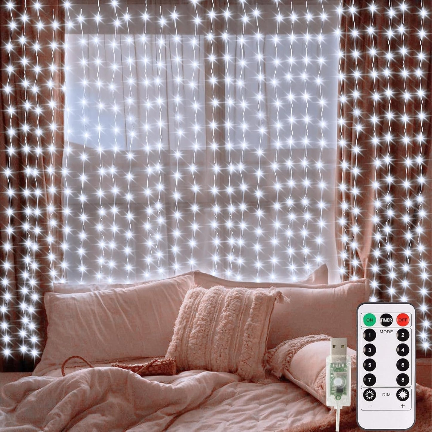 300 LED Copper Curtain Lights: Dreamy Wall Decor