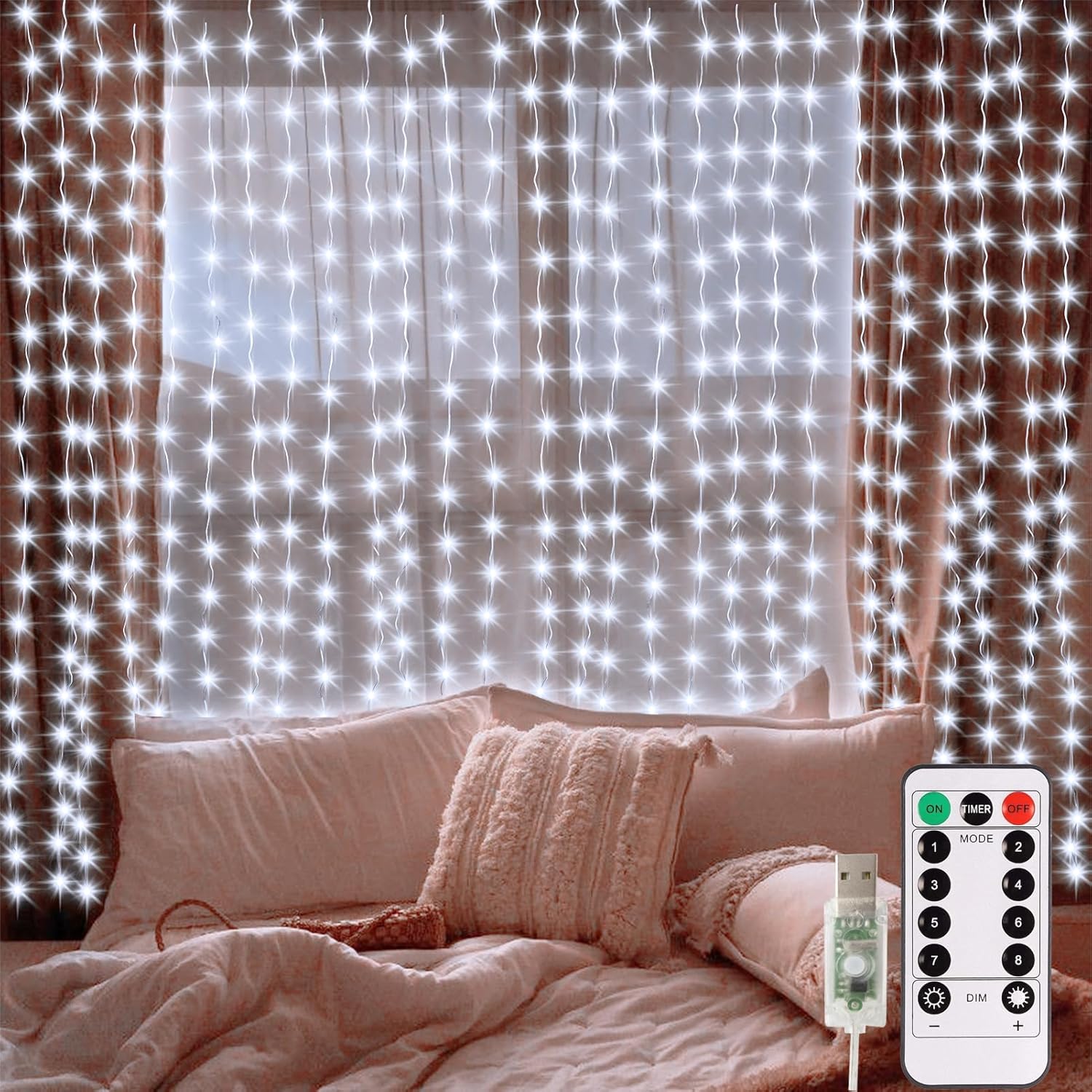 300 LED Copper Curtain Lights: Dreamy Wall Decor