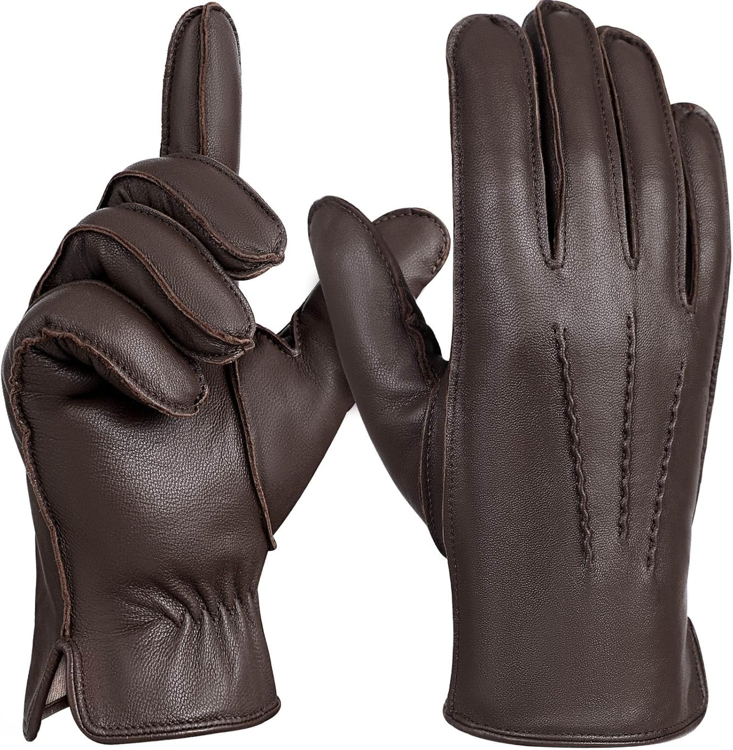 FIORETTO Mens Chrome-Free Leather Gloves for Winter Comfort