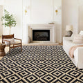 8x10 ft Waterproof Outdoor Rug - Reversible Black & Beige Patio Mat