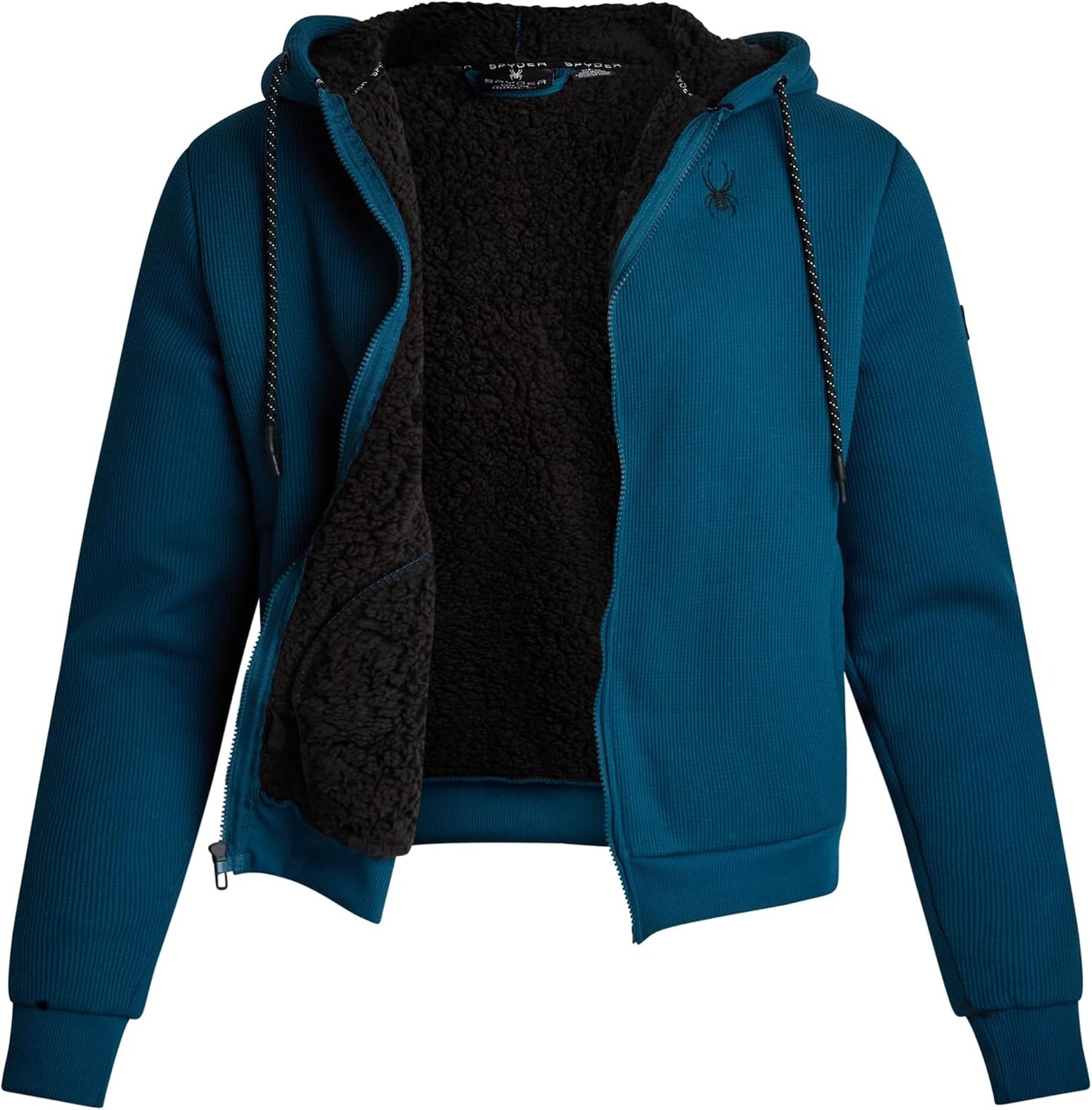 Waffle Knit Sherpa Hoodie for Men - Full Zip Lightweight Comfort