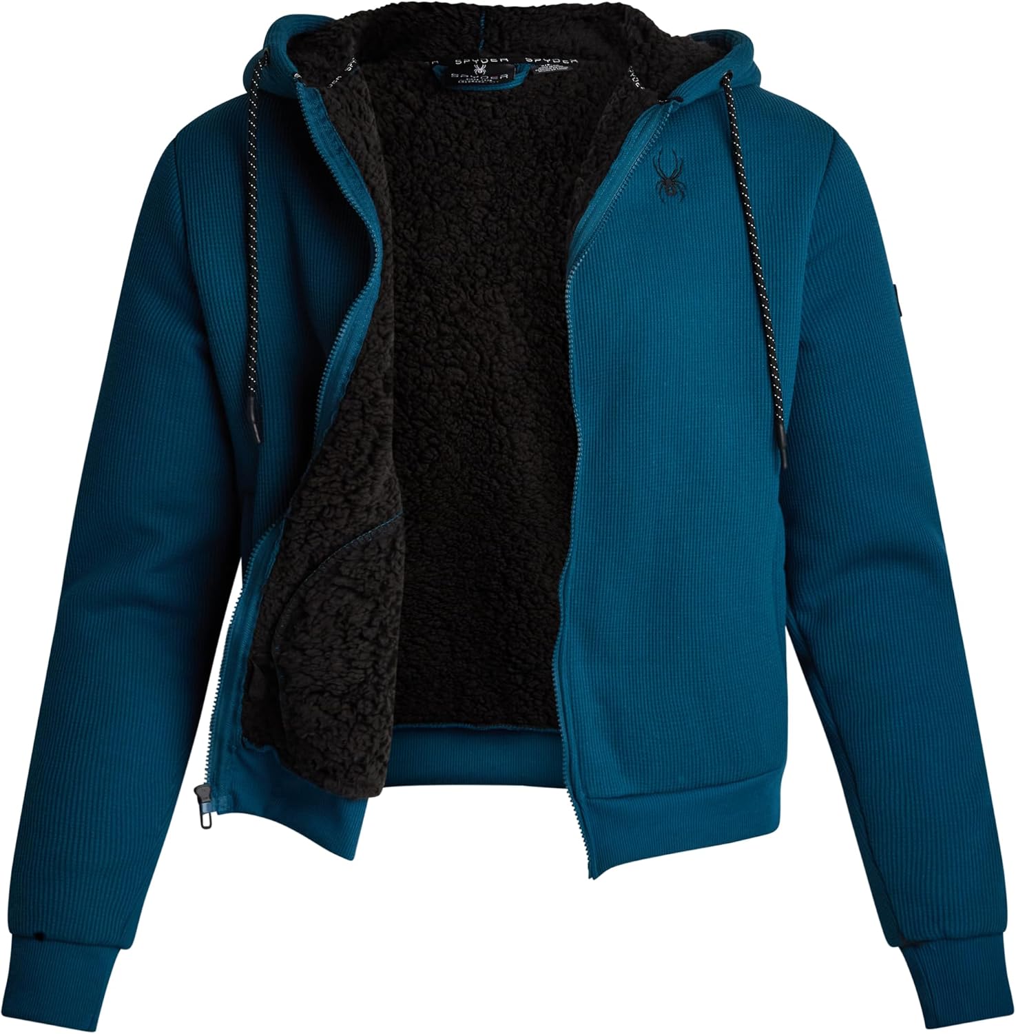 Waffle Knit Sherpa Hoodie for Men - Full Zip Lightweight Comfort