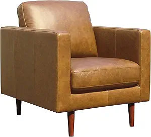 Rivet Revolve Modern Leather Armchair with Tapered Legs Review
