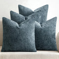 MIULEE 20x20 Inch Navy Blue Chenille Pillow Covers for Home