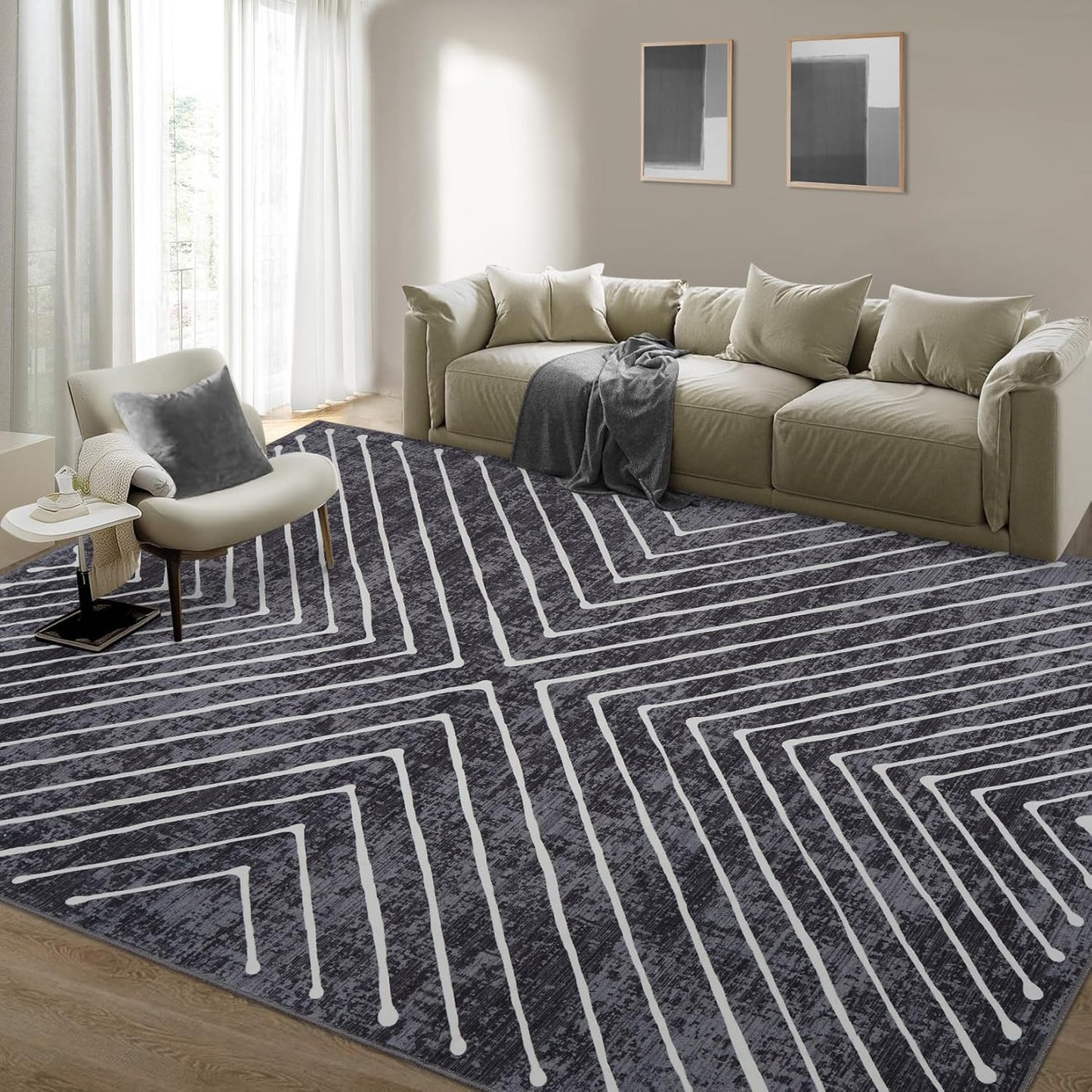 8x10 Area Rug for Living Room Non Slip Stain Resistant Carpet