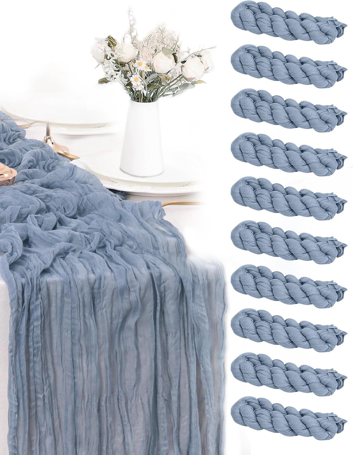 FUANGUI 10 Pack Cheesecloth Table Runner for Elegant Events