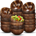 Coconut Shell Bowls 24 Pcs Polished Wooden Smoothie Bowls - Natural