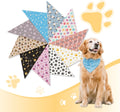 50 Pcs Dog Bandanas Bulk - 10 Paw Print Patterns, Triangle Scarves
