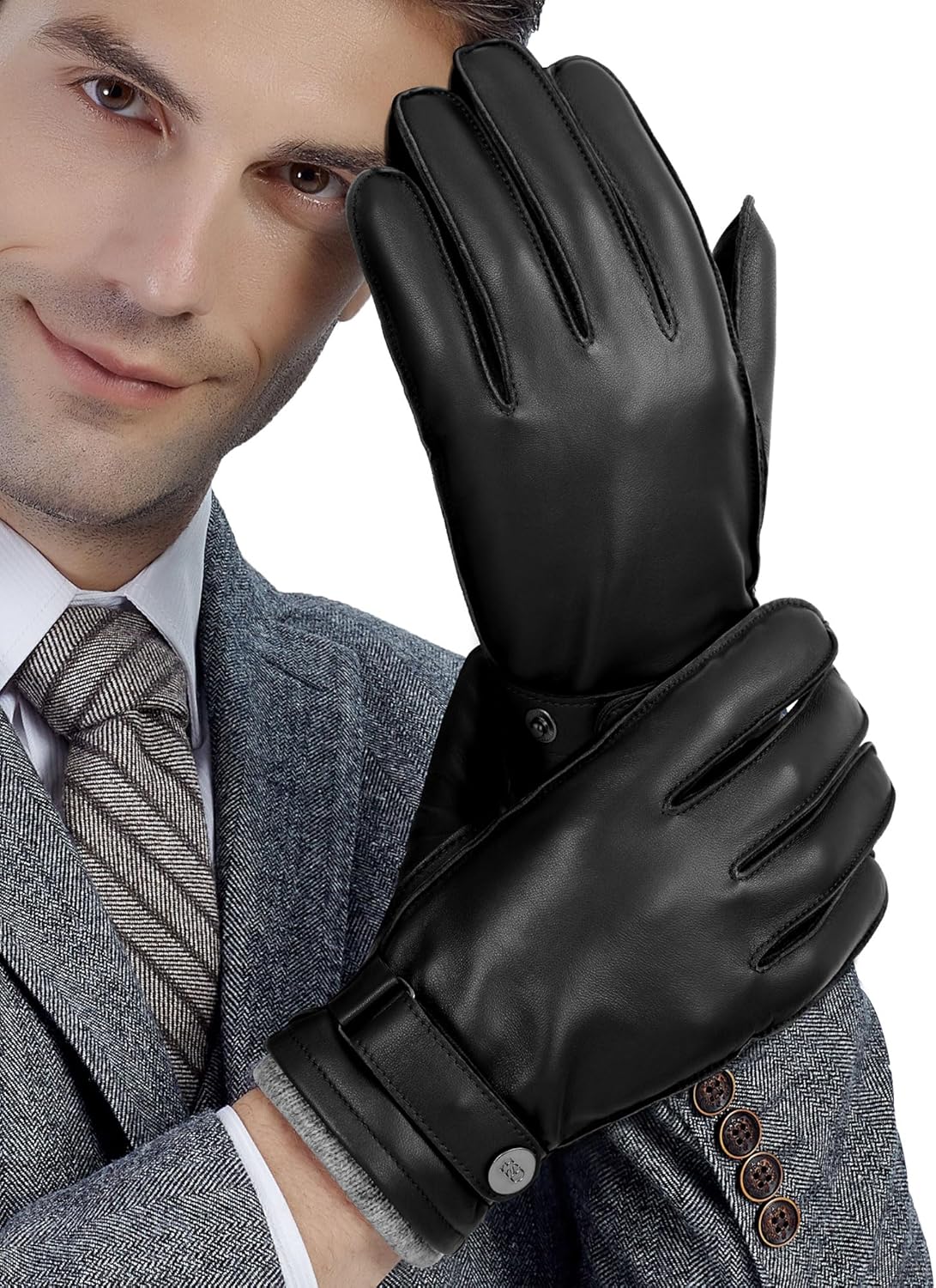 GSG Men's Touchscreen Sheepskin Driving Gloves