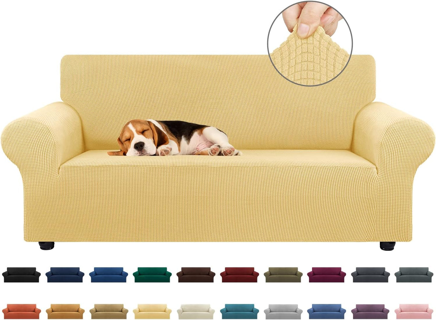 KEKUOU Stretch Loveseat Sofa Cover for 2 Cushion Couch 55-78in