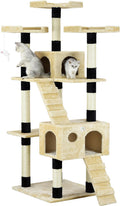 Go Pet Club 72 Tall Cat Tree Tower for Indoor Cats - Beige/Black