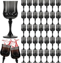 Plastic Vintage Wine Glasses 7 oz 50-Pack - Reusable Black Goblets