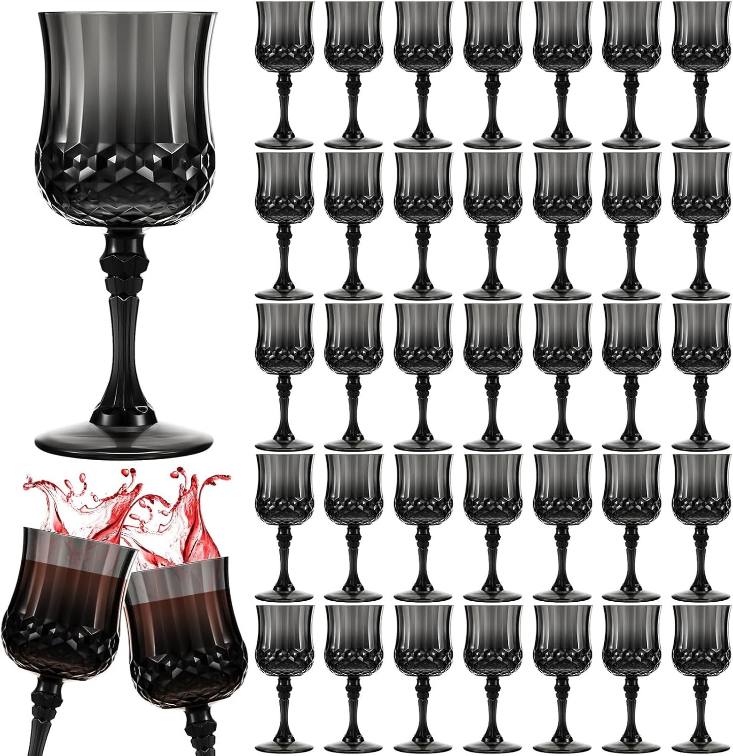 Vintage 7 OZ Plastic Wine Glasses for Parties and Weddings