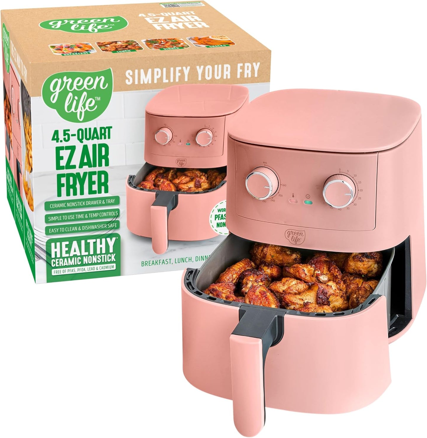 GreenLife 4.5QT Air Fryer with PFAS-Free Ceramic Nonstick
