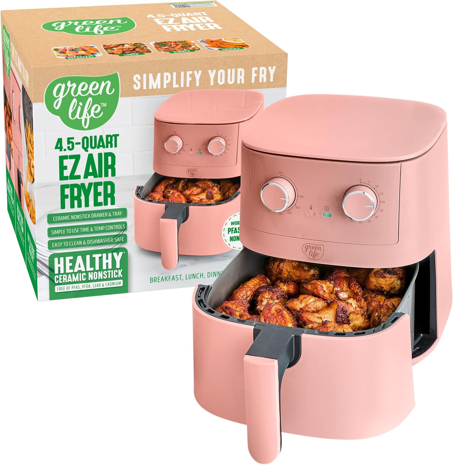 GreenLife 4.5QT Air Fryer with PFAS-Free Ceramic Nonstick