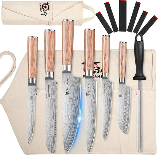 14pcs Chef Knife Set with Roll Bag for Travel and BBQ Use