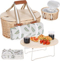 Picnic Basket Set for 2 - Wicker Insulated Picnic Basket with Table