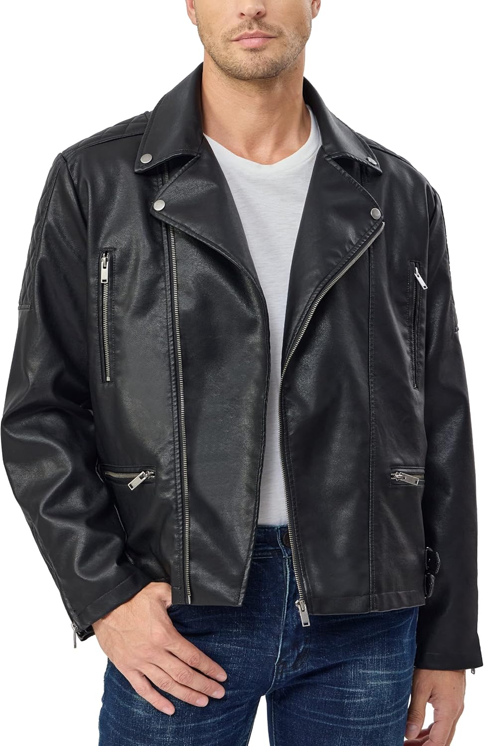 Fahsyee Faux Leather Jacket Men - Stylish Black Bomber Coat