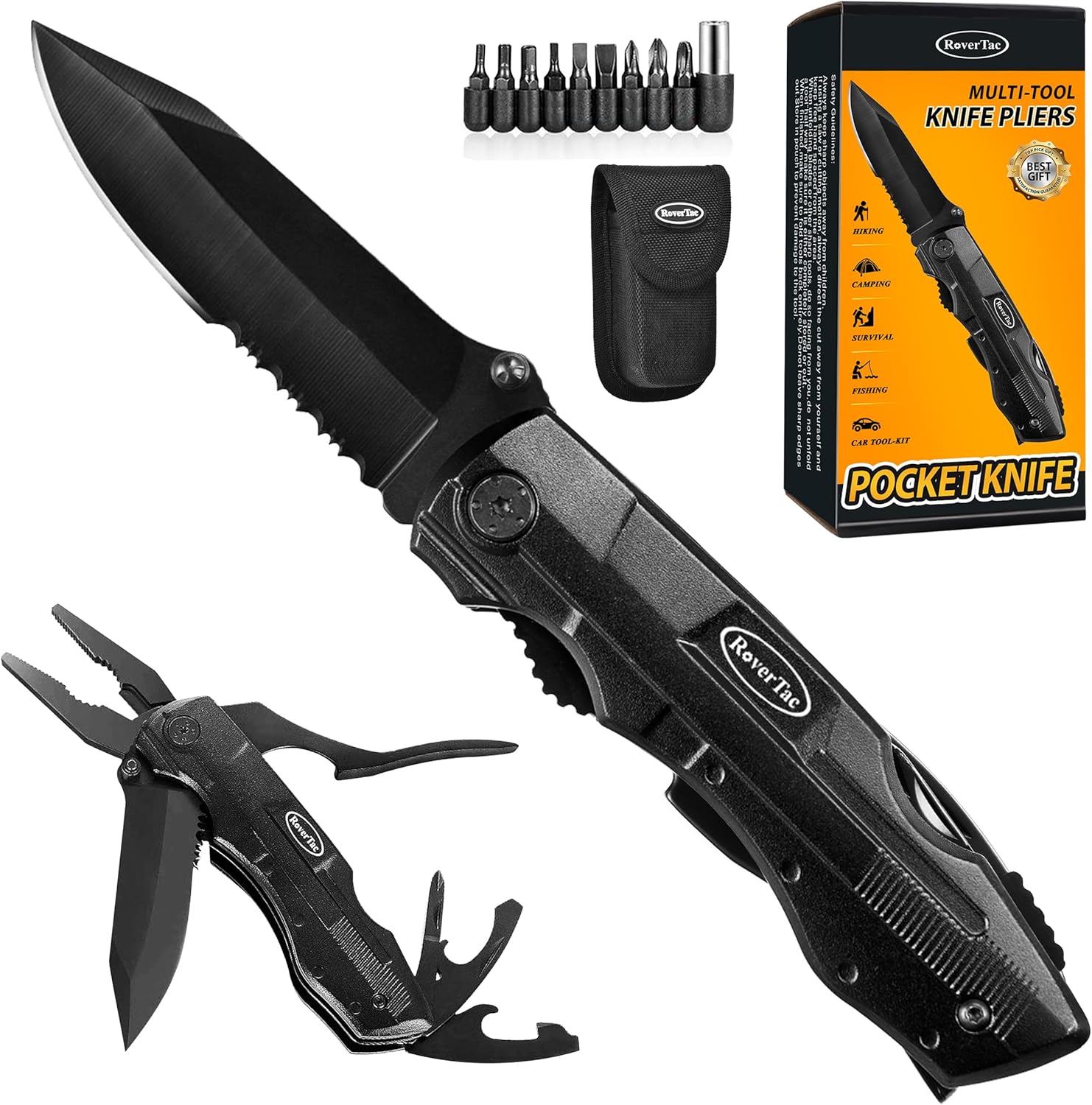 RoverTac 15-in-1 Pocket Multitool - Ultimate Outdoor Companion