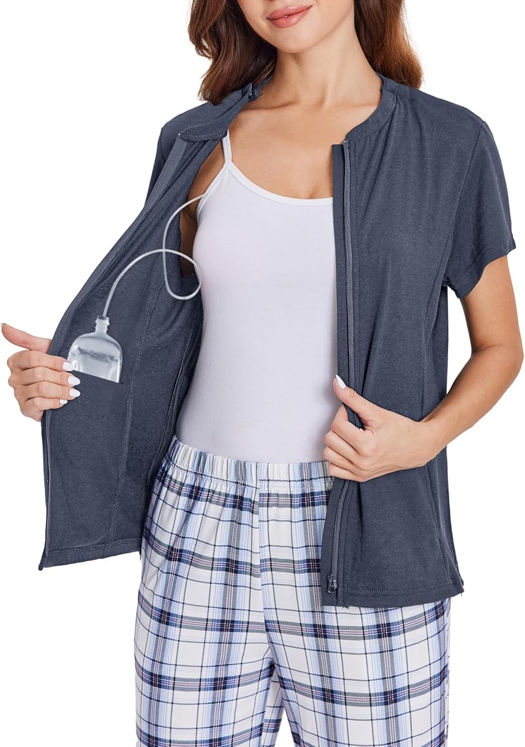 Deyeek Mastectomy Shirts with Drain Pockets for Recovery