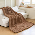 Chunky Knit Blanket Brown - Luxury Soft Cozy 50 in x 60 in Throw