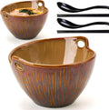 Ramen Bowl with Chopsticks and Spoons Set, 7 in Ceramic Noodle Bowls