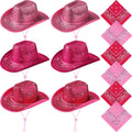12 Piece Sparkly Cowboy Hat and Bandana Set for Western Celebrations