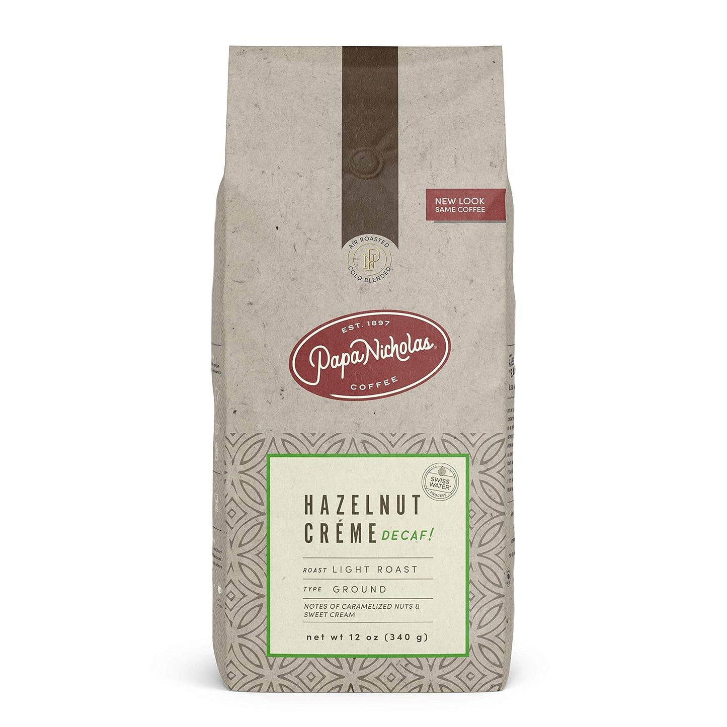 PapaNicholas Hazelnut Decaf Ground Coffee 12oz