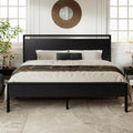 Black Oak King Platform Bed Frame with 12 Metal Slats - Sturdy Storage