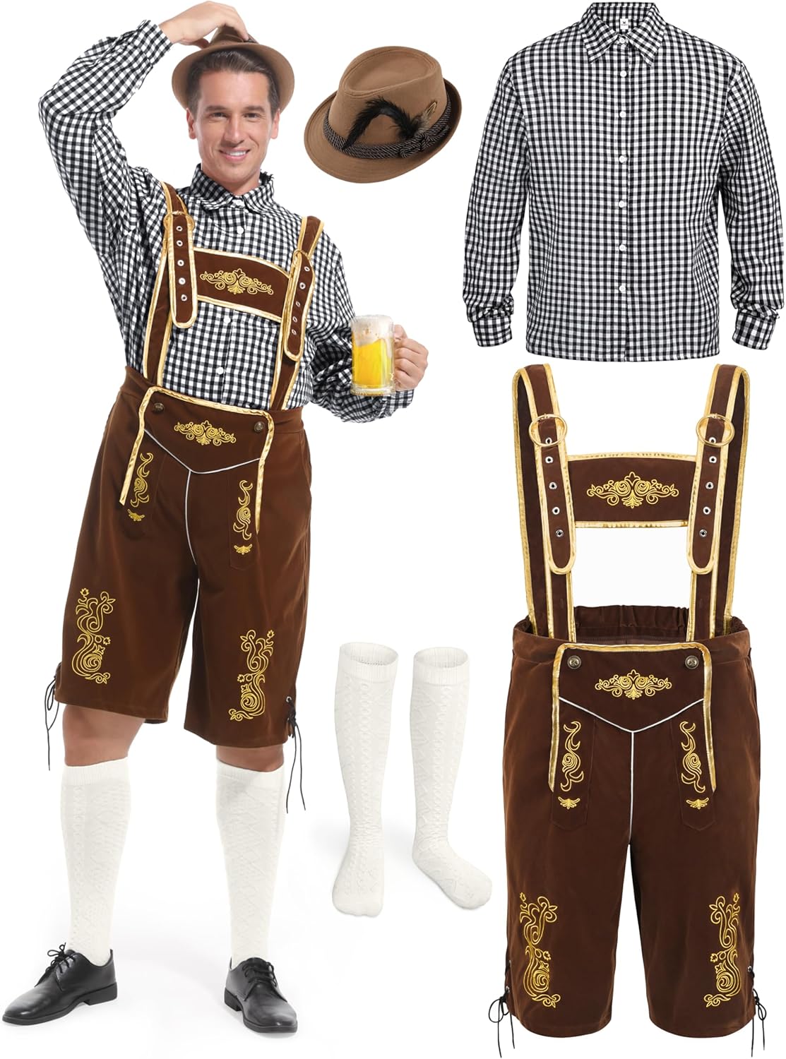Lederhosen Men Oktoberfest Costume Set for Authentic Bavarian Style
