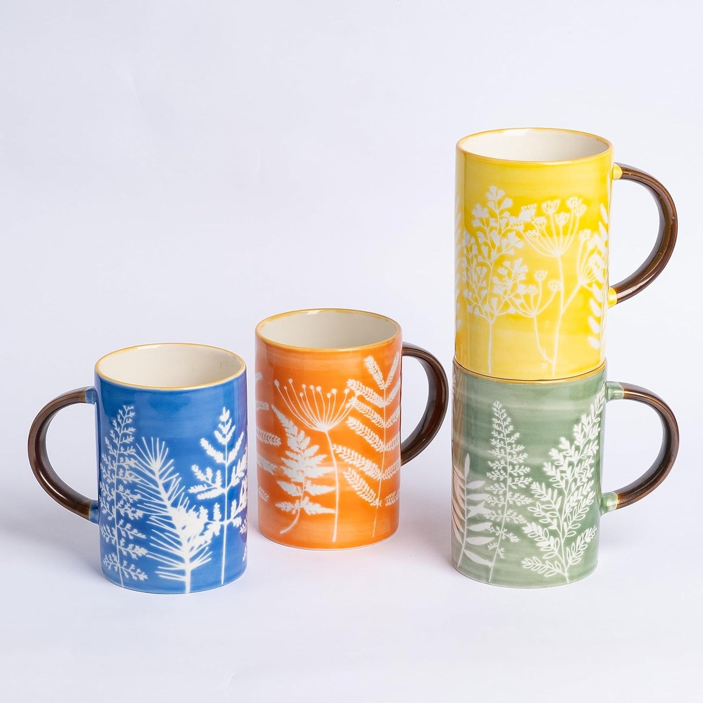 TERESA'S TEASET Botanical Pattern Coffee Mugs Set - Gift for Women