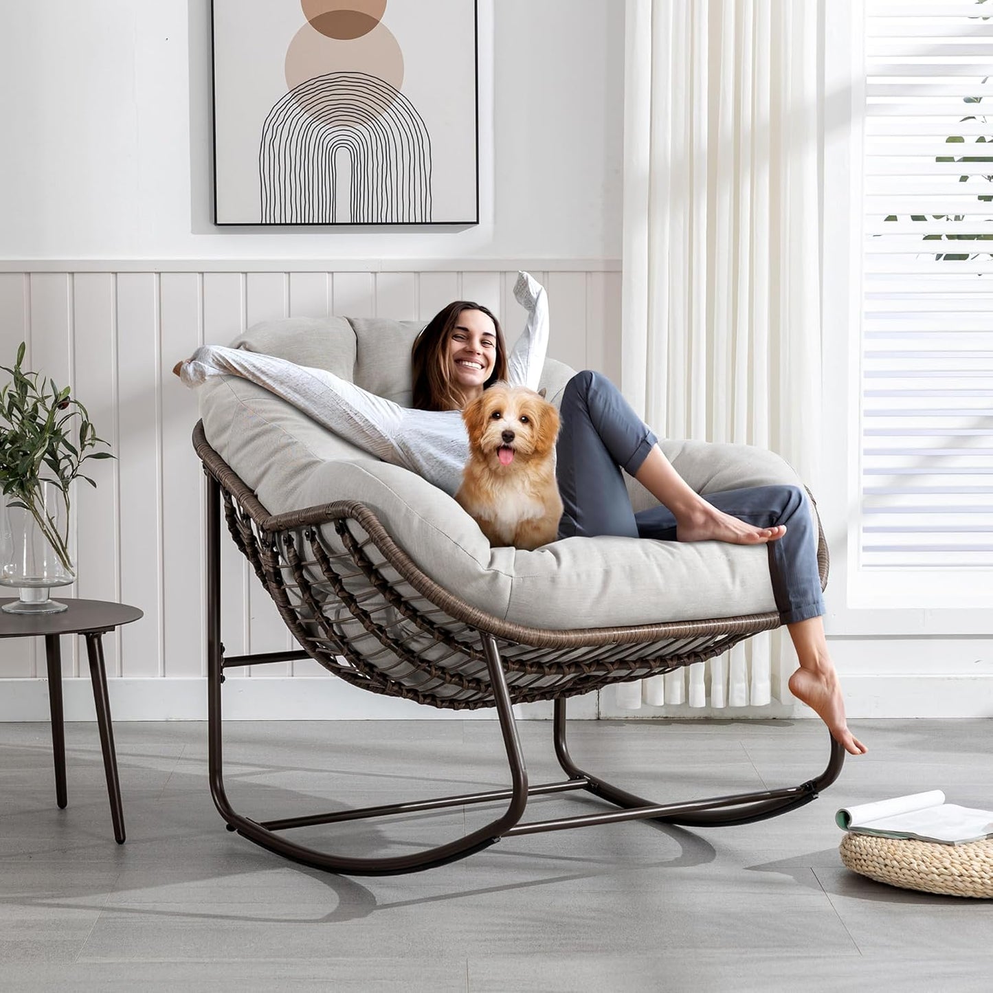 SLEERWAY Oversized Rocking Chair: Comfy Outdoor Lounge