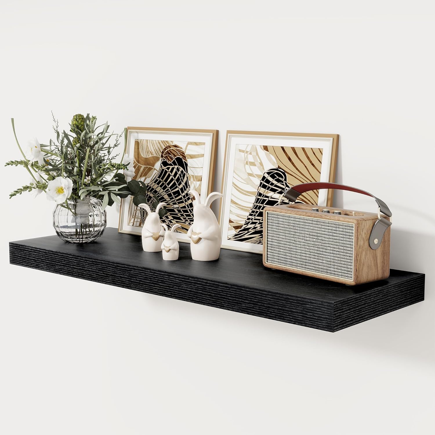 Black Floating Shelves 36 Inch Long for Wall Storage & Display