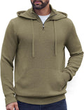 Mens Knitted Turtleneck Quarter Zip Hoodie Sweater - Warm Casual Layer