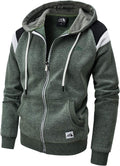 Men's Full Zip Fleece Hoodie Color Block - Lightweight Zip-Up