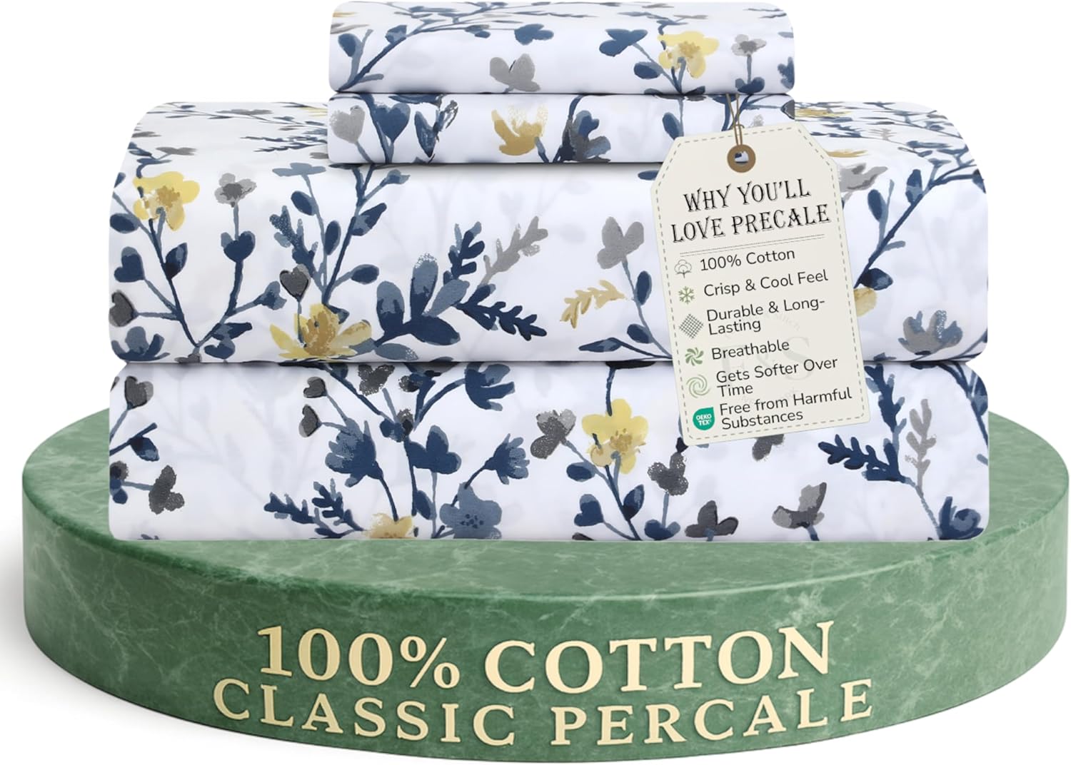 Softest 100% Cotton Sheets with 16in Deep Pocket for Comfort