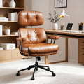 Ergonomic Home Office Chair - Mid-Century Modern Faux Leather