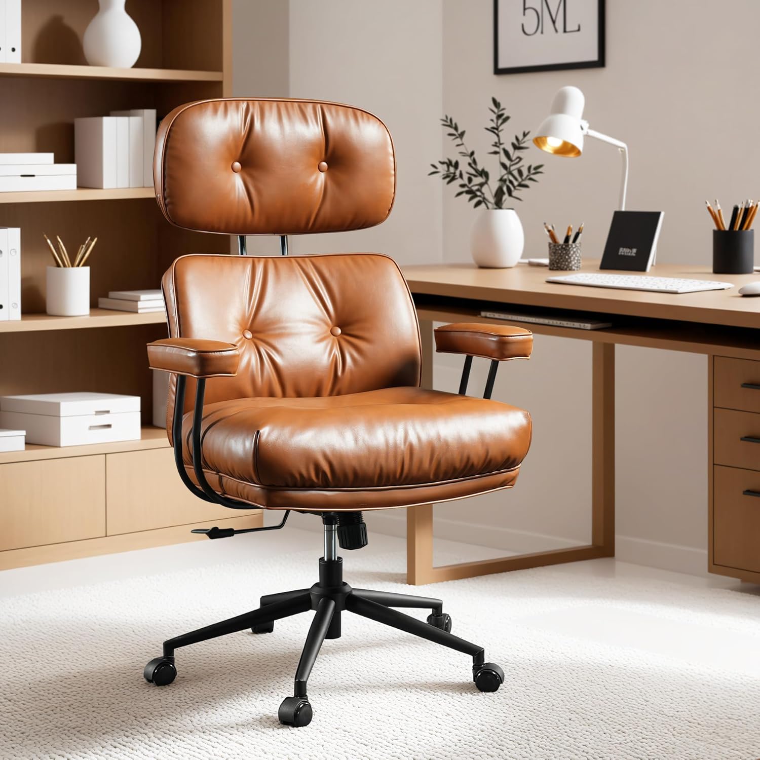 Ergonomic Home Office Chair with Thick Cushions and Style