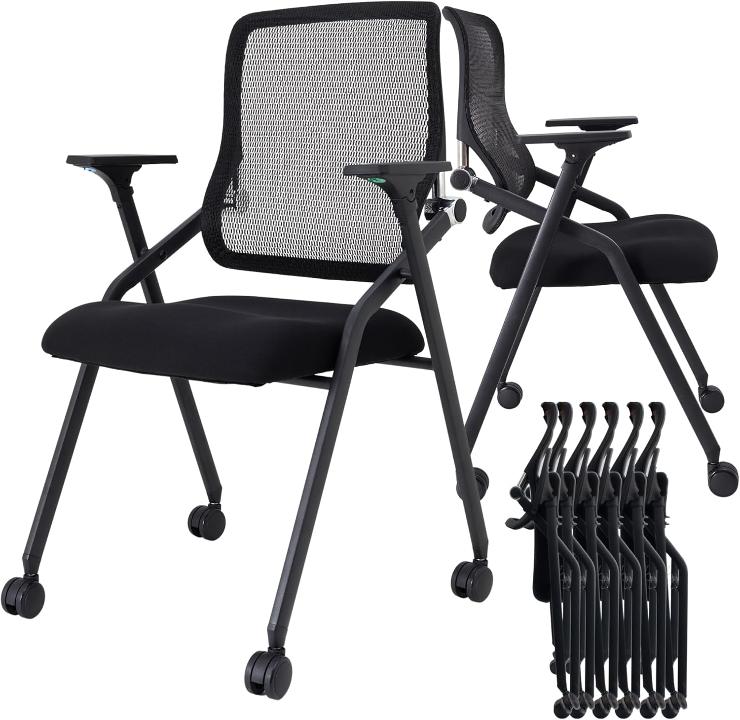 20 Pack Stackable Foldable Conference Room Chairs with Lumbar Support