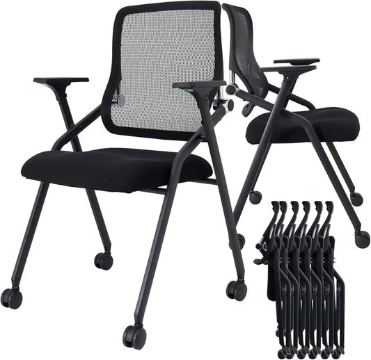 20 Pack Stackable Foldable Conference Room Chairs with Lumbar Support