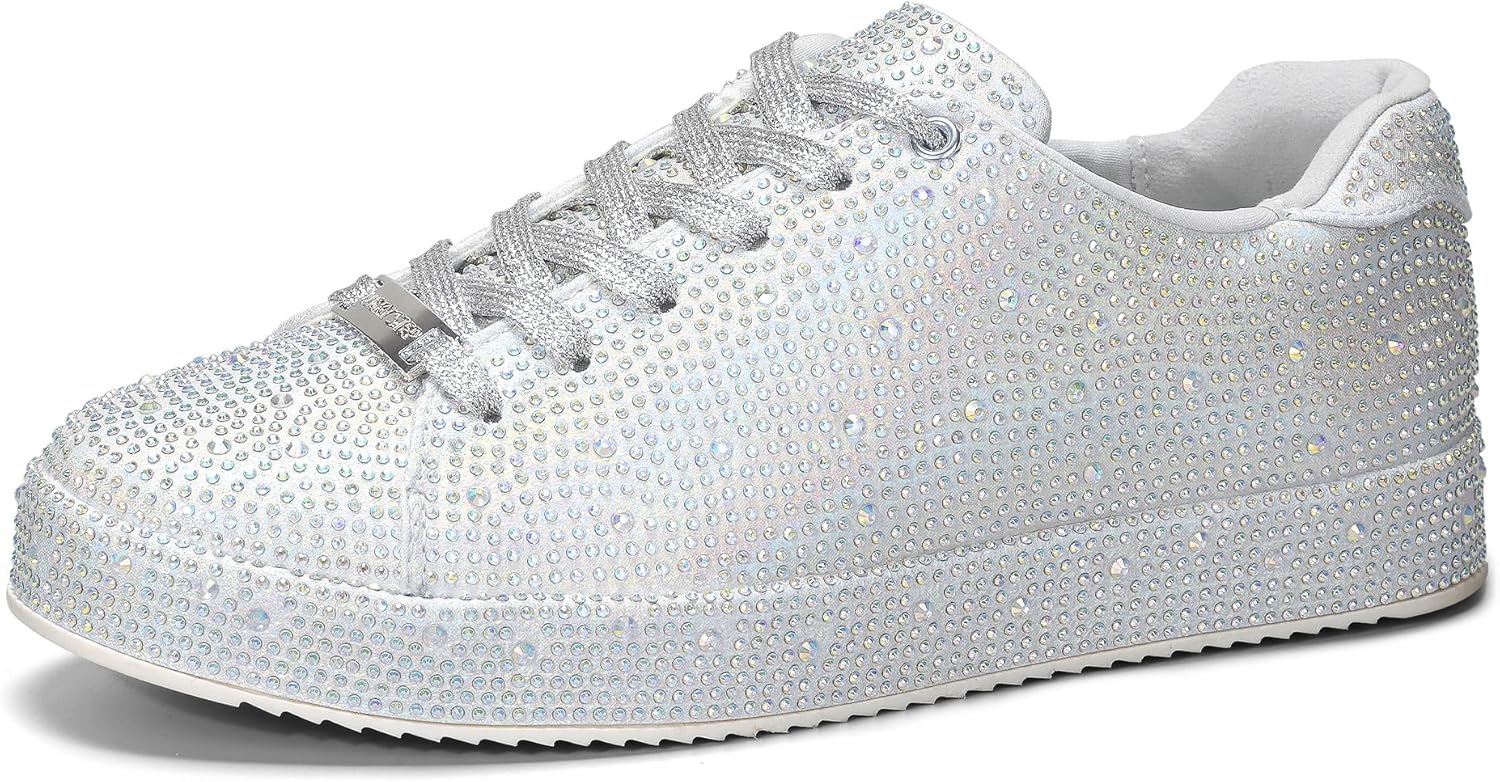 Platform Rhinestone Fashion Glitter Sneakers for Women