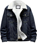 Men's Lapel Sherpa Fleece Lined Denim Trucker Jacket - Thick Warm