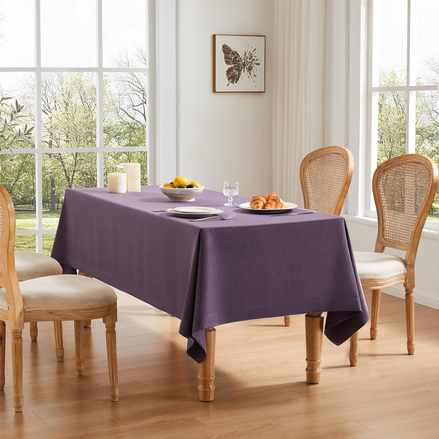 ZeeMart Basic Linen Textured Table Cloth, 60 x 104 Inch Purple